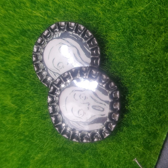 Van Gogh Bottlecap Vintage Earrings E1005 - Picture 2 of 3